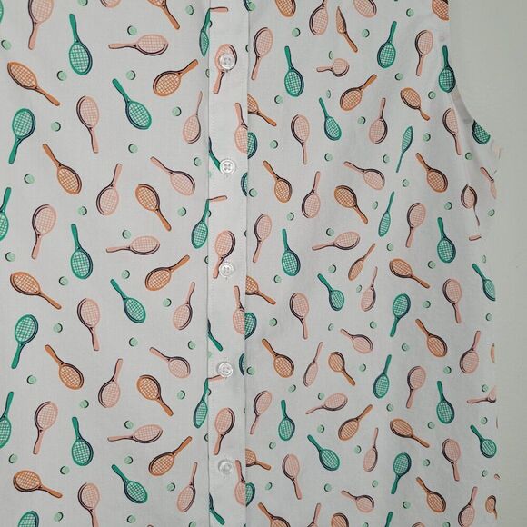 Lands' End No Iron Supima Cotton Sleeveless Button Shirt Tennis White Size 10P - Picture 7 of 10